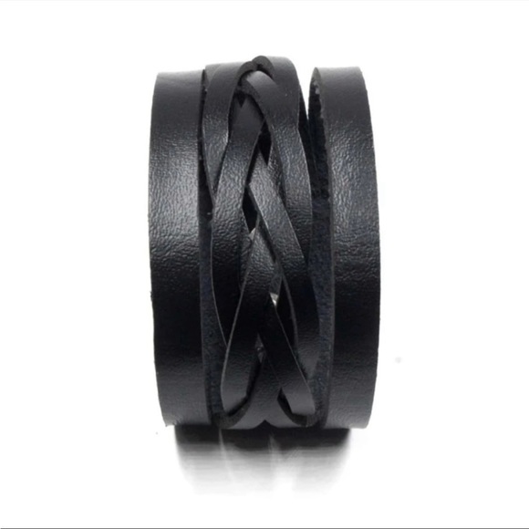 Black Leather Braided Bracelet - Picture 6 of 6